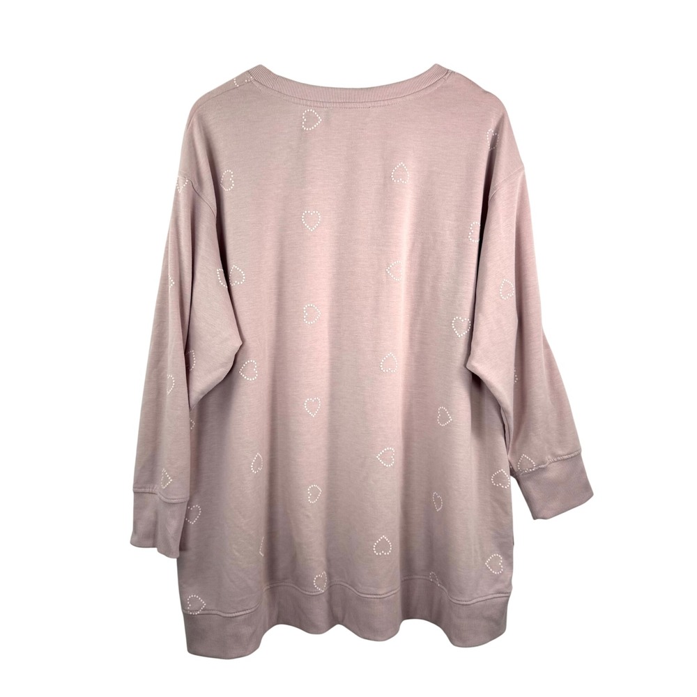Jane Delancey Super soft 1X Long Sleeve Heart Print Pullover Sweatshirt Top - Picture 3 of 6